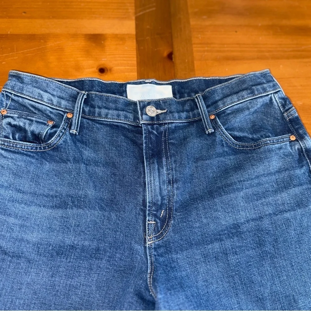 Mother The Wisher Sneak Fray Punch Buggy Denim Jeans 29 Wide Leg Raw Hem Boho